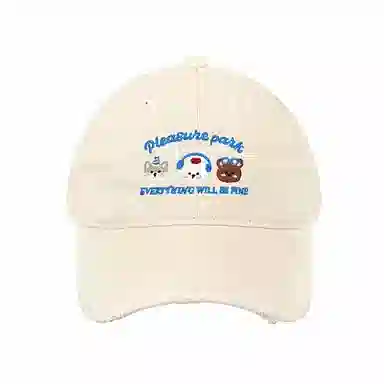 艾佳微 日常韩系简约可爱三只小熊防晒遮阳大头围显脸小大学生户外出行帽 棉 鸭舌帽 男女同款情侣款