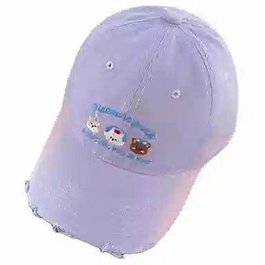 艾佳微 日常韩系简约可爱三只小熊防晒遮阳大头围显脸小大学生户外出行帽 棉 鸭舌帽 男女同款情侣款