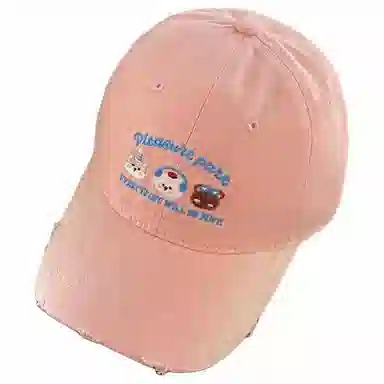 艾佳微 日常韩系简约可爱三只小熊防晒遮阳大头围显脸小大学生户外出行帽 棉 鸭舌帽 男女同款情侣款