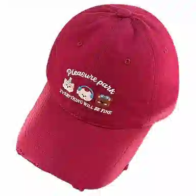 艾佳微 日常韩系简约可爱三只小熊防晒遮阳大头围显脸小大学生户外出行帽 棉 鸭舌帽 男女同款情侣款