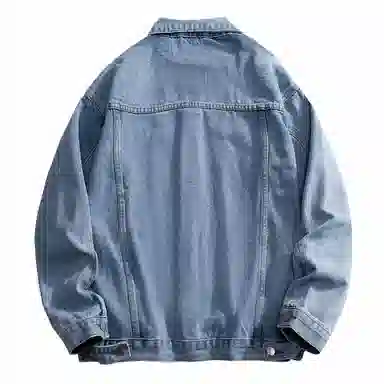 大卫贝肯 美式复古学院风简约基础款日常通勤百搭宽松舒适长袖翻领牛仔外套 男女同款