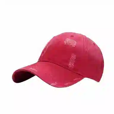 钓鱼熊 复古做旧破洞显脸小软顶小众个性渐变色 棉 鸭舌帽 男女同款情侣款