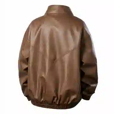 大卫贝肯 美式复古立领简约字母印花宽松舒适户外防水防风保暖机车夹克外套 男女同款 棕色