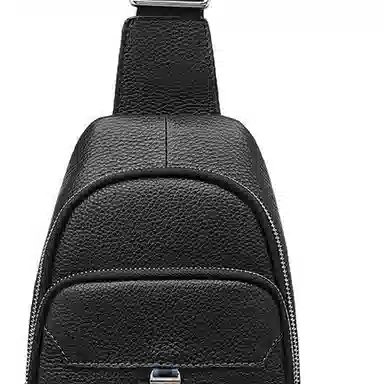 老人头 潮流时尚简约个性休闲轻便舒适百搭 头层牛皮 胸包 男款 黑色