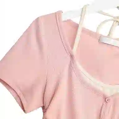 JUFU V-Neck Short Sleeve T-Shirt