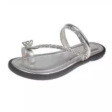 美洲爵士 法式晚晚风韩版水钻人字拖鞋 女