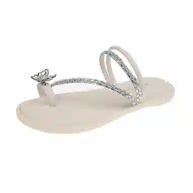 美洲爵士 法式晚晚风韩版水钻人字拖鞋 女