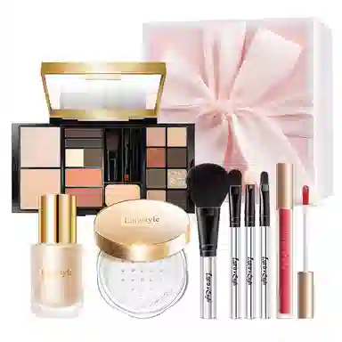 拉雅时代 小金盘彩妆套装 哑光易上色柔雾细闪 大地色 综合眼影盘高光修容腮红一体盘全脸妆容