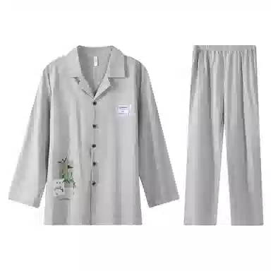 兰缪 休闲舒适简约长袖长裤可外穿家居服睡衣套装 男款 图片色