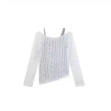 JUFU Hollow Long Sleeve Tee White