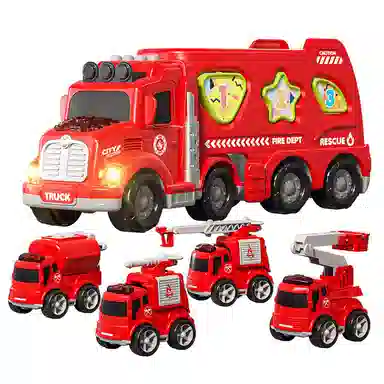 益米 消防工程惯性收纳车 货柜运输车 玩具