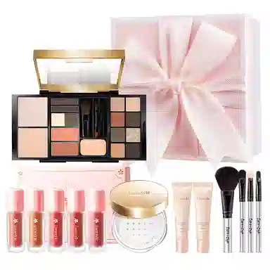 拉雅时代 小金盘彩妆套装 哑光易上色柔雾细闪 大地色 综合眼影盘高光修容腮红一体盘全脸妆容