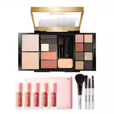 拉雅时代 小金盘彩妆套装 哑光易上色柔雾细闪 大地色 综合眼影盘高光修容腮红一体盘全脸妆容