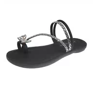 美洲爵士 法式晚晚风韩版水钻人字拖鞋 女