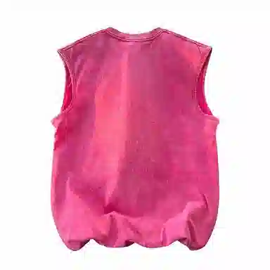 兰缪 无袖纯色简约宽松直筒百搭圆领休闲字母透气圆领无袖背心 男女同款