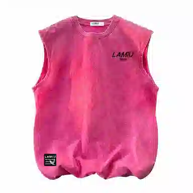 兰缪 无袖纯色简约宽松直筒百搭圆领休闲字母透气圆领无袖背心 男女同款