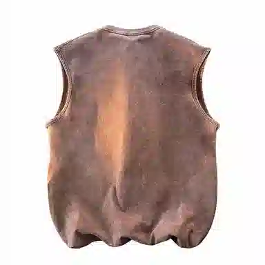 兰缪 无袖纯色简约宽松直筒百搭圆领休闲字母透气圆领无袖背心 男女同款