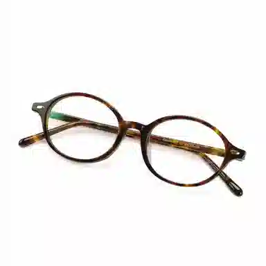 青雉作 加高可调鼻托书呆子 复古学院风高知 超轻高度近视文艺 醋酸板材 椭圆形 光学镜架 男女同款情侣款 玳瑁色 黑色