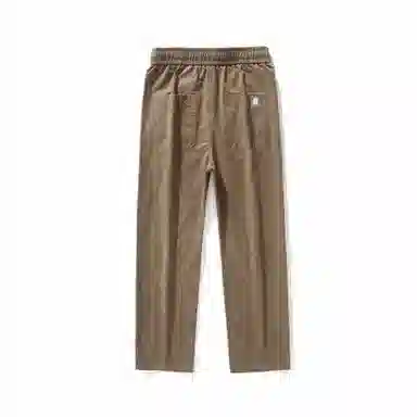 人本 纯色中腰宽松直筒系带休闲裤 男女同款 黑色