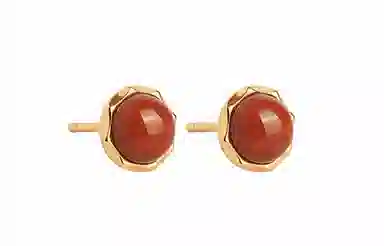 琦珂 小红豆 轻奢高级感 小巧精致 玛瑙 玉石耳钉 女款