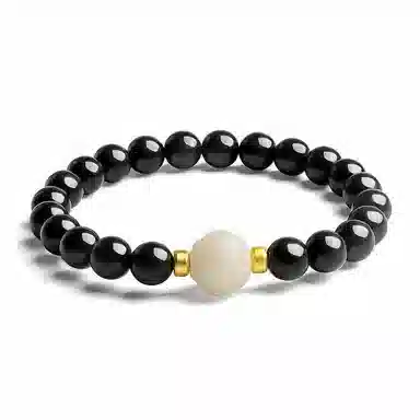 木盛缘 【顺丰包邮】 上岸桃花有钱花 本命年新中式国潮复古时尚设计文玩佛珠单圈#好运黑檀木 菩提根 手串 男女同款情侣款