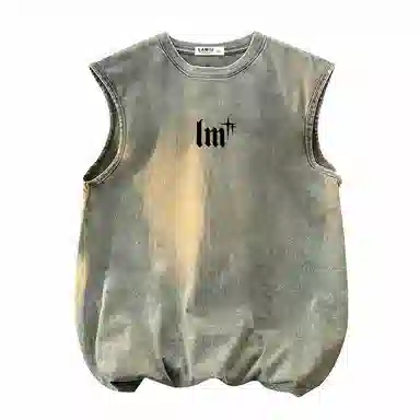 兰缪 日系纯色简约宽松直筒柔软舒适亲肤通勤百搭打底圆领休闲无性别主义水洗做旧无袖背心 男女同款