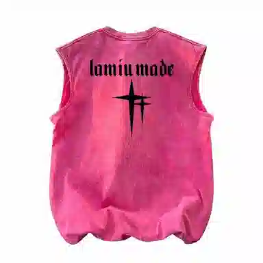 兰缪 日系纯色简约宽松直筒柔软舒适亲肤通勤百搭打底圆领休闲无性别主义水洗做旧无袖背心 男女同款