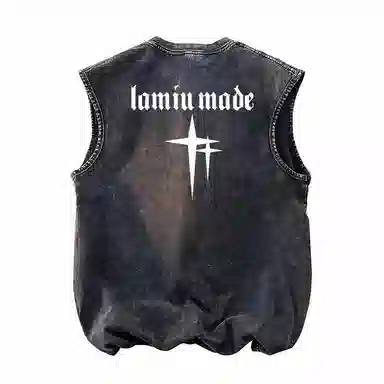 兰缪 日系纯色简约宽松直筒柔软舒适亲肤通勤百搭打底圆领休闲无性别主义水洗做旧无袖背心 男女同款