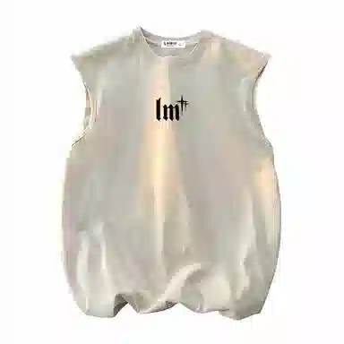 兰缪 日系纯色简约宽松直筒柔软舒适亲肤通勤百搭打底圆领休闲无性别主义水洗做旧无袖背心 男女同款