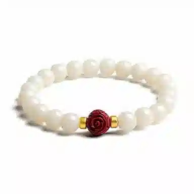 木盛缘 【顺丰包邮】 上岸桃花有钱花 本命年新中式国潮复古时尚设计文玩佛珠单圈#好运黑檀木 菩提根 手串 男女同款情侣款