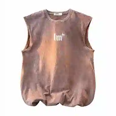 兰缪 日系纯色简约宽松直筒柔软舒适亲肤通勤百搭打底圆领休闲无性别主义水洗做旧无袖背心 男女同款