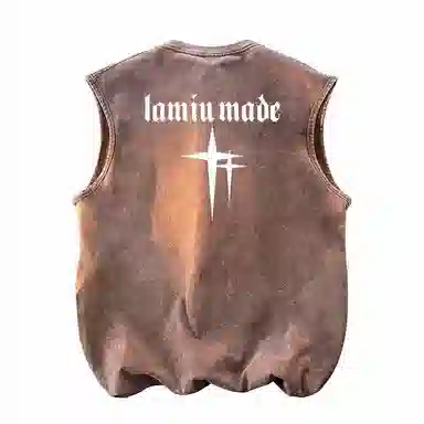 兰缪 日系纯色简约宽松直筒柔软舒适亲肤通勤百搭打底圆领休闲无性别主义水洗做旧无袖背心 男女同款