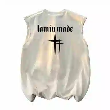 兰缪 日系纯色简约宽松直筒柔软舒适亲肤通勤百搭打底圆领休闲无性别主义水洗做旧无袖背心 男女同款