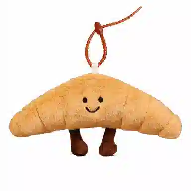 千桐 创意牛角包 趣味挂饰钥匙扣 行李箱 创意卡通玩偶 毛绒 挂件 男女同款情侣款