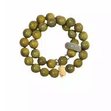 【福运莲莲】 指尖瑰宝 新中式国风手持莲花跑环檀香 招财转运木质盘玩佛珠高品质 绿檀 手串 男女同款情侣款