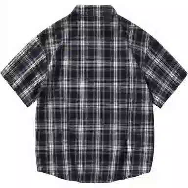 颂希尔 复古格子休闲短袖衬衫 男女同款
