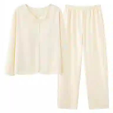 兰缪 带胸垫纯色简约高级感柔软家居服睡衣套装 女款