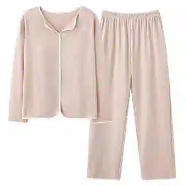 兰缪 带胸垫纯色简约高级感柔软家居服睡衣套装 女款