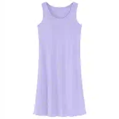 莫代尔 韩版时尚舒适柔软甜美简约亲肤细腻带胸垫防凸点纯色无袖家居可外穿睡裙 女款 紫色