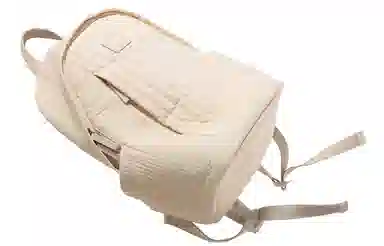 妙迪 超轻经典纯色车缝线简约休闲书包高中生高颜值大容量男女同款背包 织物 双肩包 女款 云朵白