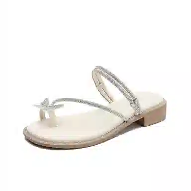 卓诗尼 仙女风蝴蝶结百搭时尚人字拖鞋 女