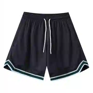 美式高颜值运动简约纯色双层裤设计复古高街基础款撞色彩虹条纹网眼宽松休闲百搭舒适透气轻薄凉感吸湿五分运动篮球裤 男女同款