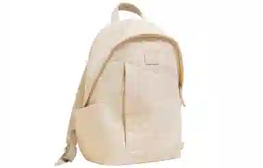 妙迪 超轻经典纯色车缝线简约休闲书包高中生高颜值大容量男女同款背包 织物 双肩包 女款 云朵白