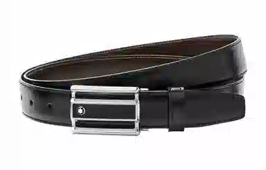Montblanc Leather Belt Rectangle Buckle Black Brown 3cm
