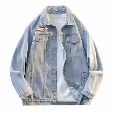 【dme】 美式复古宽松百搭时尚舒适水洗做旧落肩大码男款牛仔外套 男女同款 浅蓝色