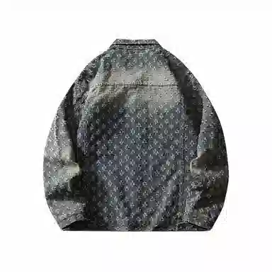 【dme】 时尚潮流立体印花设计感宽松百搭水洗做旧百搭长袖牛仔外套 男女同款