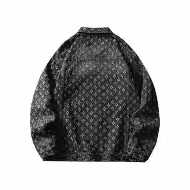 【dme】 时尚潮流立体印花设计感宽松百搭水洗做旧百搭长袖牛仔外套 男女同款