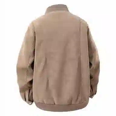 大卫贝肯 美式复古时尚潮流字母印花宽松休闲百搭美拉德机车棒球领皮衣 男女同款 黑色