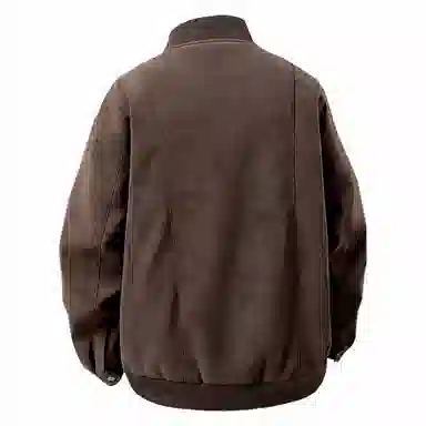 大卫贝肯 美式复古时尚潮流字母印花宽松休闲百搭美拉德机车棒球领皮衣 男女同款 黑色