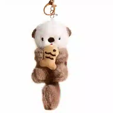 千桐 呆萌可爱水獭 趣味挂饰钥匙扣 行李箱 创意卡通玩偶 毛绒 挂件 男女同款情侣款